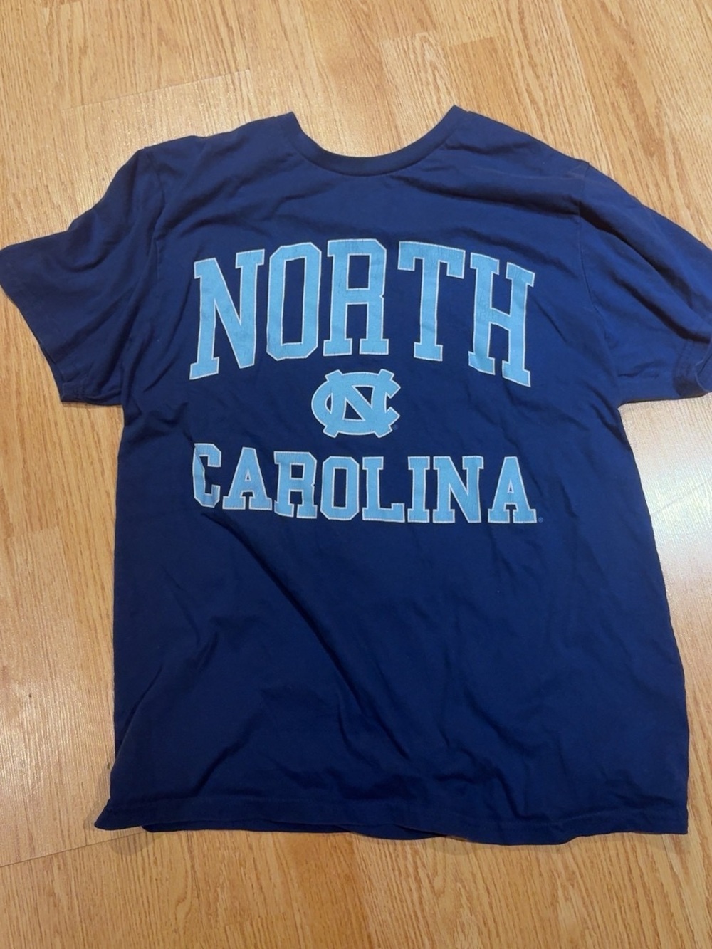 NCAA Navy North Carolina Graphic Short Sleeve Tee with Light Blue Print